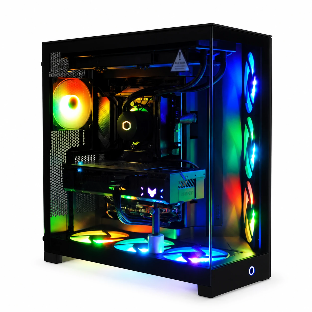 恩杰 NZXT H9 FLOW RGB+ 2025，黑色装机展示