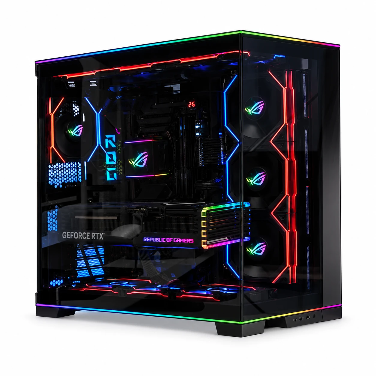 联力 LIAN LI O11D EVO RGB，黑色装机展示