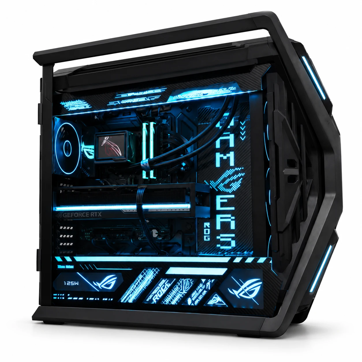华硕 ROG HYPERION GR701 创世神，黑色装机展示